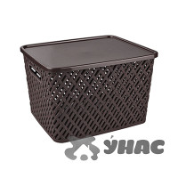 Корзина &quot;Плетенка&quot; 350*290*225 с крышкой Коричневый БШ3553