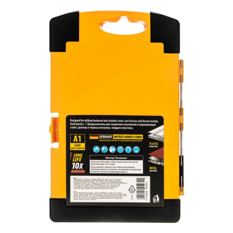 Набор сверл по металлу, 1,5-6,5мм, Р6М5К8-TiN, Golden Tip, 13 шт Denzel