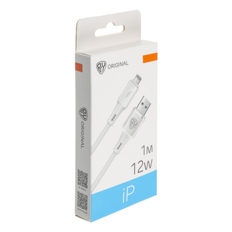 Кабель для зарядки USB(A)-iP BY Twist, 12Вт, 1 м, 2.4A, гибкий силикон, белый
