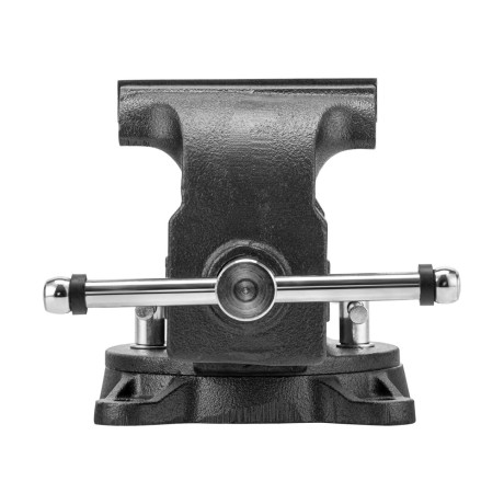 Тиски слесарные BVH-125, 125 мм, поворотные, стальная направляющая, с наковальней //Denzel