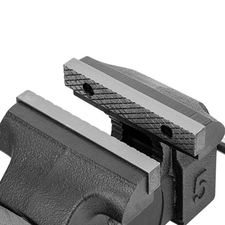 Тиски слесарные BVH-125, 125 мм, поворотные, стальная направляющая, с наковальней //Denzel