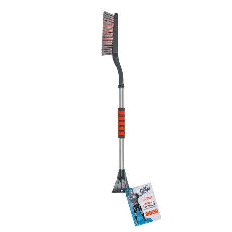 ЕРМАК Щетка для уборки снега с распушенной щетиной+скребок, 90 см