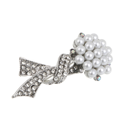 Брошь полумесяц, цветок, сплав, БЖ25-27