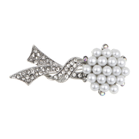 Брошь полумесяц, цветок, сплав, БЖ25-27