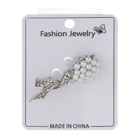 Брошь полумесяц, цветок, сплав, БЖ25-27