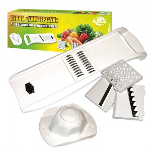 Терка "Универсал" с 4 насадками и держателем, 36*12см, нерж.сталь, пластик МТ76-16 Мультидом