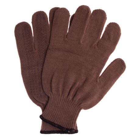Перчатки трикотажные, акрил, ПВХ гель, "Протектор", коричневый, оверлок Сибртех