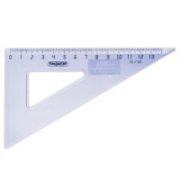 Треугольник пластиковый, угол 30, 13 см, ПИФАГОР, тонированный, прозрачный, голубой, 210617