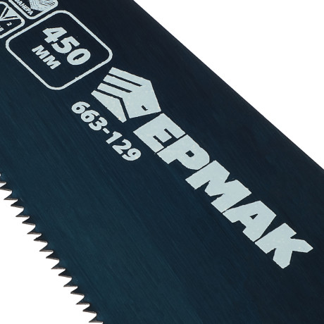 ЕРМАК Ножовка по дереву 450мм с деревянной обрезиненной ручкой, универсальный зуб, 4 мм