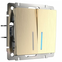 Werkel мех. выкл. СУ 2 кл. 10A (инд.) (шампань рифленый) (WL10-SW-2G-LED a035616)W1120110 a051414