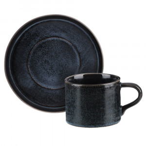MILLIMI Блэк Джинс Набор чайный 2пр, чашка 220мл, блюдце 16см, керамика