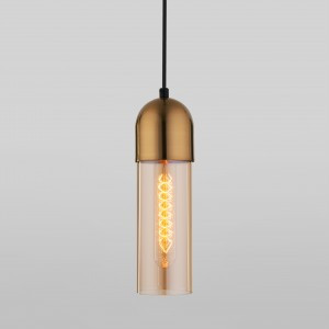 EUROSVET св-к подвесной 1x40W E27 78x78x355 бронза/стекло Airon 50180/1 янтарный  a052424