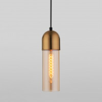 EUROSVET св-к подвесной 1x40W E27 78x78x355 бронза/стекло Airon 50180/1 янтарный  a052424