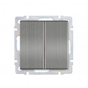 Smartbuy Нептун мех. выкл. СУ проходной 2-клавишный 10А серый никель  (SBE-05gn-10-SW22-0)