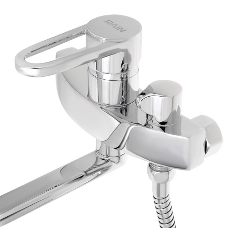 RAIN Смеситель для ванны Авантюрин, прямой излив 35см, душ. набор, картридж 35мм, латунь, хром