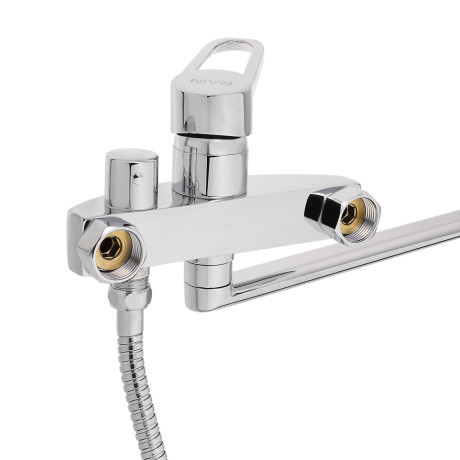 RAIN Смеситель для ванны Авантюрин, прямой излив 35см, душ. набор, картридж 35мм, латунь, хром