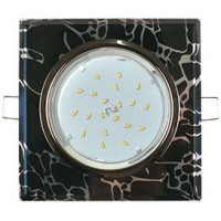 Ecola GX53 H4 5311 св-к Стекло Квадрат скошен.край черный хром-хром на черном 38x123 FB53SNECH (10!)