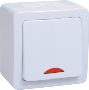 IEK ГЕРМЕС PLUS ВС20-1-1-ГПБ выкл. 1 кл. с инд ОУ IP54 (цвет клавиш: белый) EVMP11-K01-10-54-EC