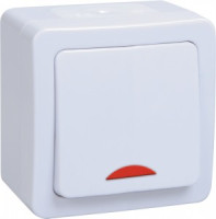 IEK ГЕРМЕС PLUS ВС20-1-1-ГПБ выкл. 1 кл. с инд ОУ IP54 (цвет клавиш: белый) EVMP11-K01-10-54-EC