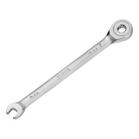 Ключ комбинированный трещоточный, 6 мм, CrV, матовый хром Denzel