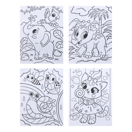 ХОББИХИТ Набор для творчества "Блестящие картинки", блестки, бумага, пластик РР, 20,5х28,5см, 4 диз.