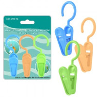 Прищепки д/белья с крючком, набор 3шт/уп, цена за уп (кратность 12шт!!!), пластик LF75-72 Мультидом