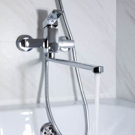 RAIN Смеситель для ванны Цитрин, прямой излив 30см, душ. набор, картридж 35мм, латунь, хром