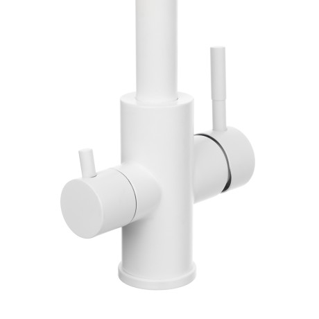 СоюзКран Смеситель для кухни с фильтром для пит. воды, картридж 35мм, нерж. сталь, белый SS01-G132