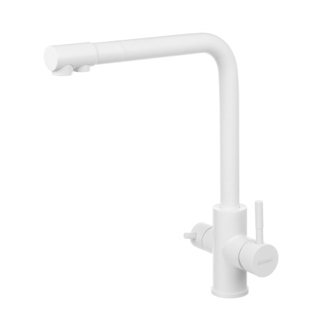 СоюзКран Смеситель для кухни с фильтром для пит. воды, картридж 35мм, нерж. сталь, белый SS01-G132