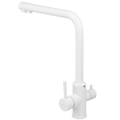 СоюзКран Смеситель для кухни с фильтром для пит. воды, картридж 35мм, нерж. сталь, белый SS01-G132