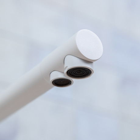 СоюзКран Смеситель для кухни с фильтром для пит. воды, картридж 35мм, нерж. сталь, белый SS01-G132