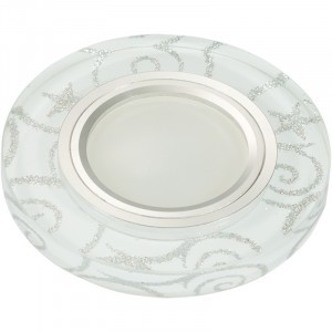 Fametto DLS-L202-2001 GU5.3 св-к встр. Luciole стекло 90(65)x20 бел/серебр/хром, подсветка LED3W