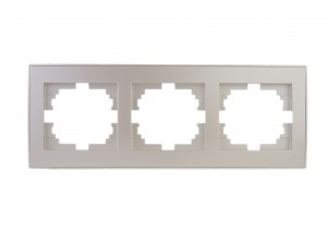 Lezard RAIN рамка 3 мест. горизонт. жемчужно-бел. металлик (PC) 703-3030-148