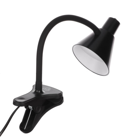 BY Светильник переносной настольный на прищепке, 230В, 5 Вт, 300Лм, металл, пластик, черный