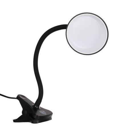 BY Светильник переносной настольный на прищепке, 230В, 5 Вт, 300Лм, металл, пластик, черный