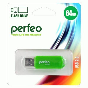 Флэш-диск USB 64GB Perfeo Perfeo C03 Green