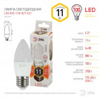 ЭРА стандарт свеча B35 E27 11W(880lm) 2700К 3К 110х35 LED smd B35-11w-827-E27
