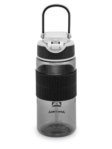 Бутылка для воды и напит. с манжетой/трубочкой 722-550, 550мл, черная, тритан