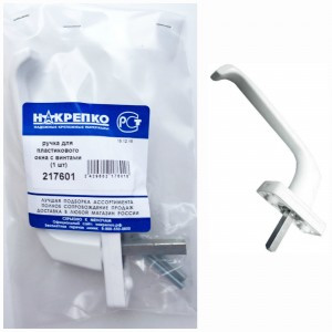 Ручка оконная, белая, металл, винты в комплекте (15 шт EC) (цена за шт) НАКРЕПКО 217601