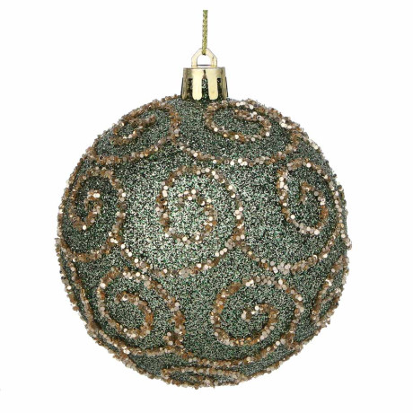 СНОУ БУМ Шар пластик 8 см, зеленый, с узором