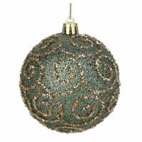 СНОУ БУМ Шар пластик 8 см, зеленый, с узором