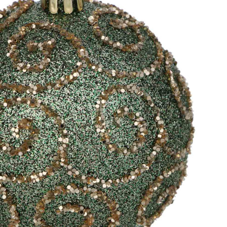 СНОУ БУМ Шар пластик 8 см, зеленый, с узором