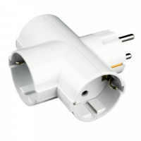 Uniel разветвитель (тройник) 3роз. 16А белый, земля, шторки (Т-образный) S-GES3-16Т