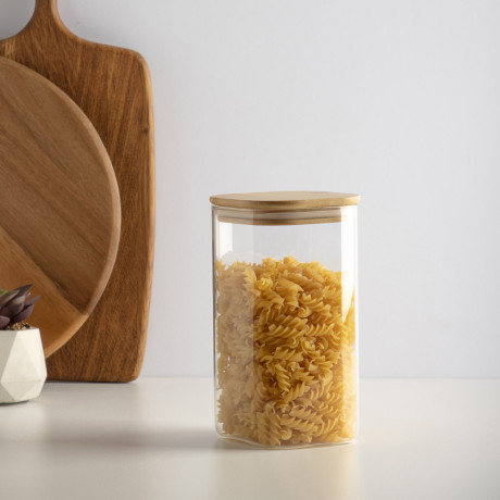 VETTA ЭКО Вуд Банка для хранения 1300мл, 18,5х10х10см, стекло, бамбук
