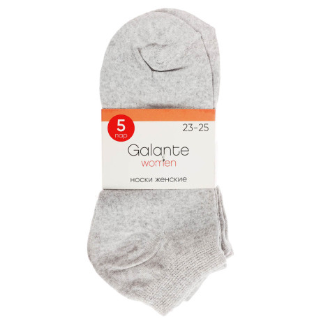 Набор носков 5 пар, укороченные, GALANTE, р. 23-25, 80% хлопок, 17% п/а, 3% эластан, цвета в ас-те