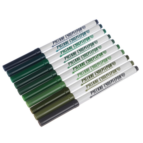 BY Русские Супергерои Фломастеры, 50цветов, большие, смываемые, пласт.бокс - подставка