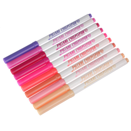 BY Русские Супергерои Фломастеры, 50цветов, большие, смываемые, пласт.бокс - подставка