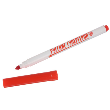 BY Русские Супергерои Фломастеры, 50цветов, большие, смываемые, пласт.бокс - подставка