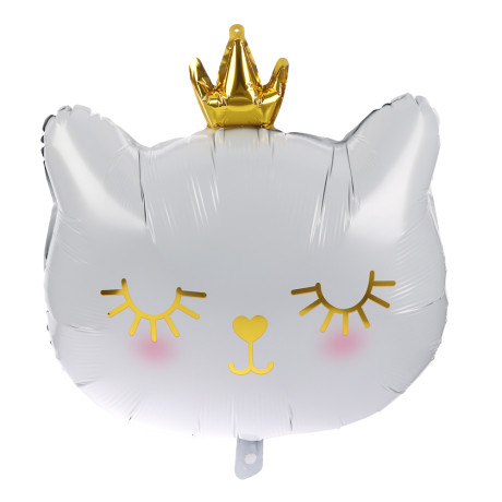 Фигура фольгированная тм Веселая Затея Кошка в короне голова белая, 70x100 см