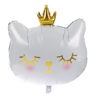 Фигура фольгированная тм Веселая Затея Кошка в короне голова белая, 70x100 см